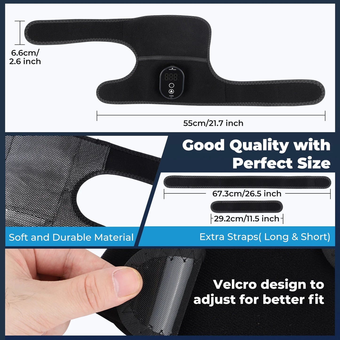 2PCS Heated Knee Massager Shoulder Heating Pads Elbow Brace 3 in 1 with Vibration, Cordless Rechargeable Heating Knee Warmers Wrap for Shoulder Elbow Knee Stress Relief, Gift