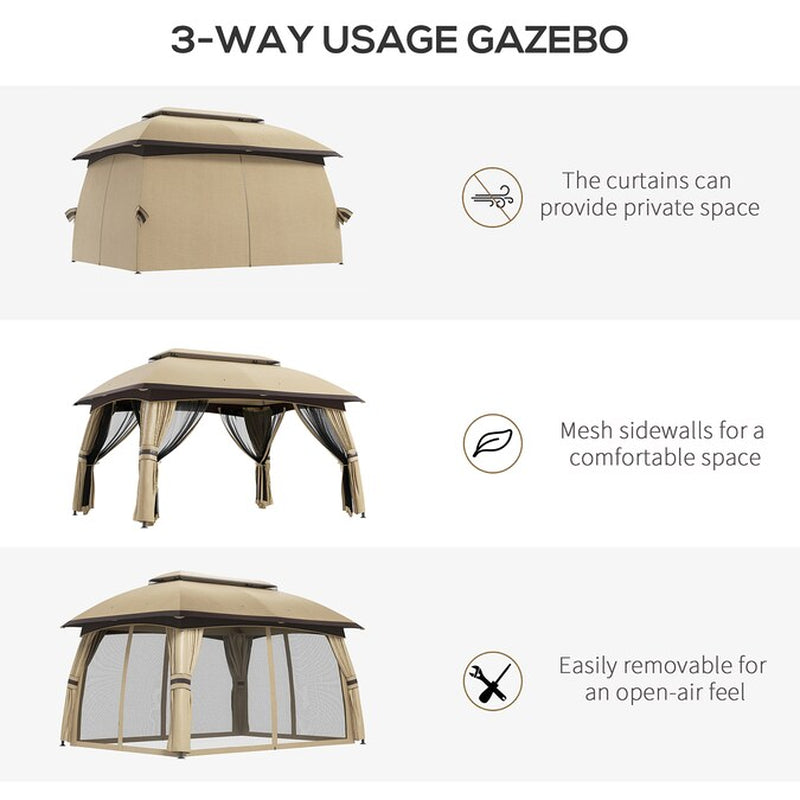 9.83-Ft X 13-Ft Beige Rectangle Semi-Permanent Soft Top