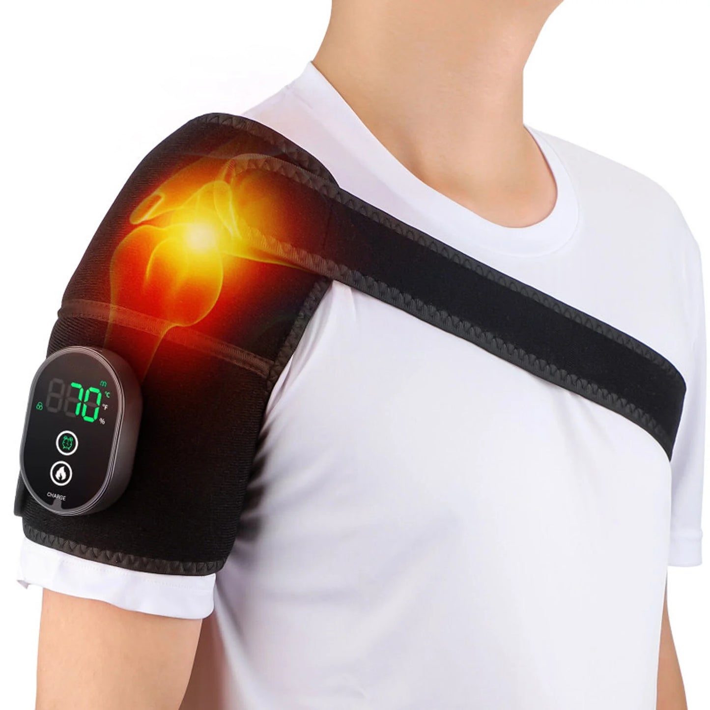 2PCS Heated Knee Massager Shoulder Heating Pads Elbow Brace 3 in 1 with Vibration, Cordless Rechargeable Heating Knee Warmers Wrap for Shoulder Elbow Knee Stress Relief, Gift